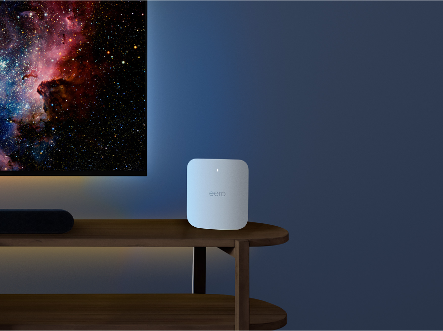 Futuristic image of eero 7 on a table.