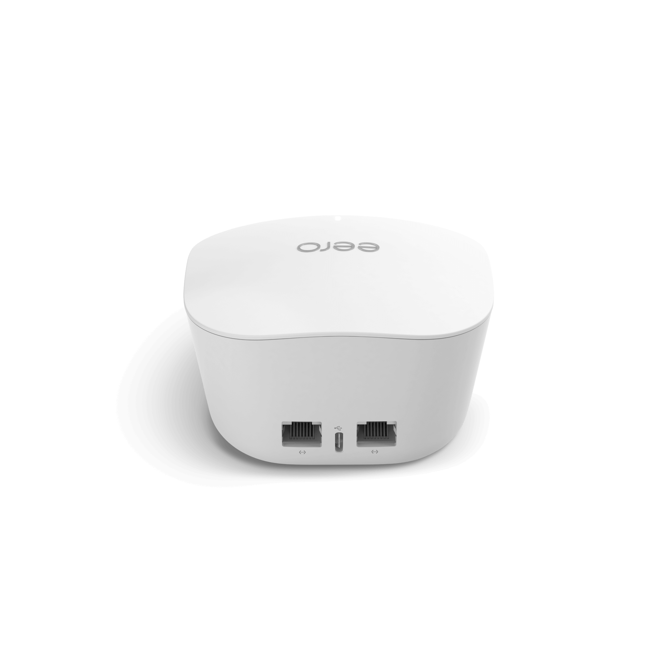 eero wifi router in white, showing side view of the device