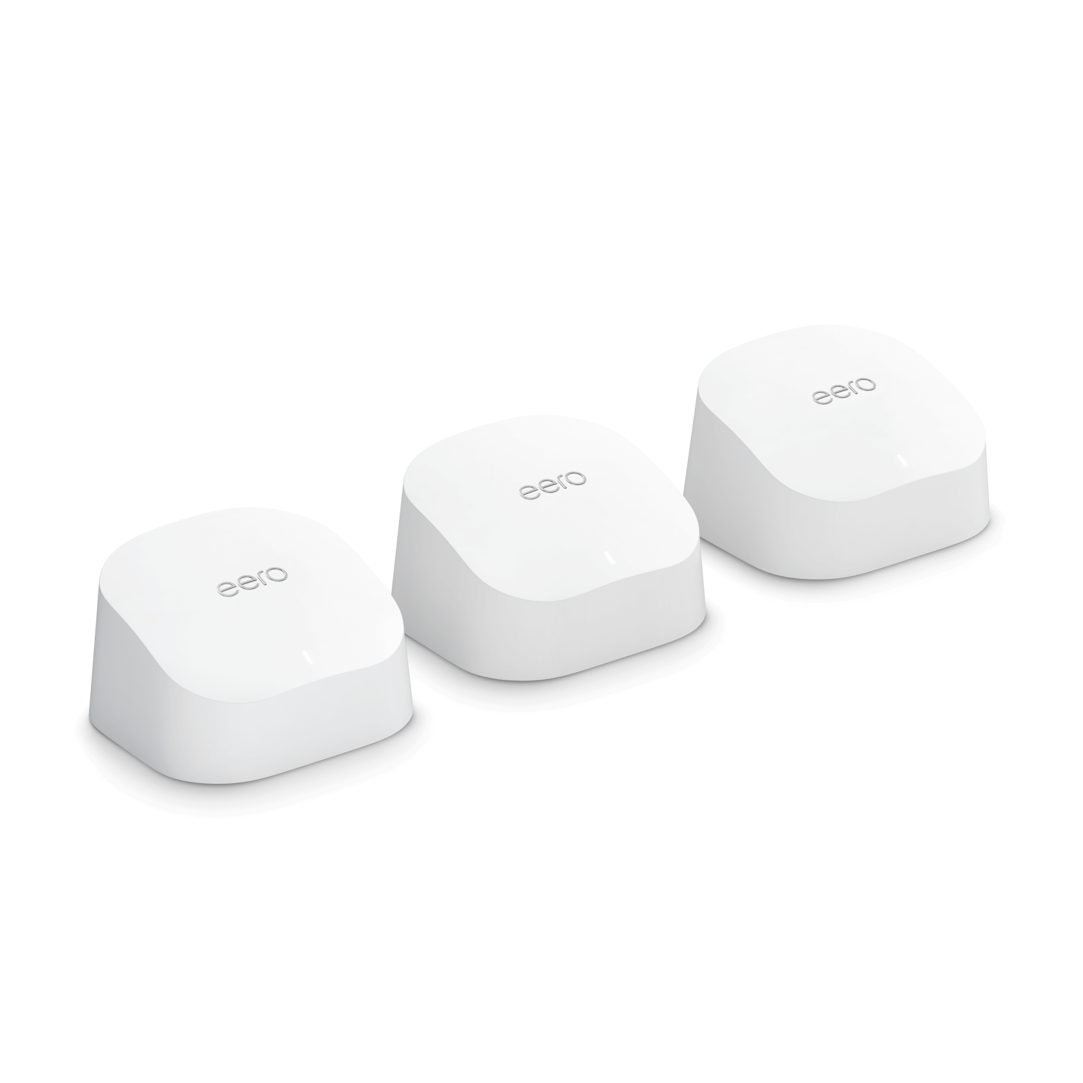 eero 6 mesh WiFi router in white, showing front view of the device
