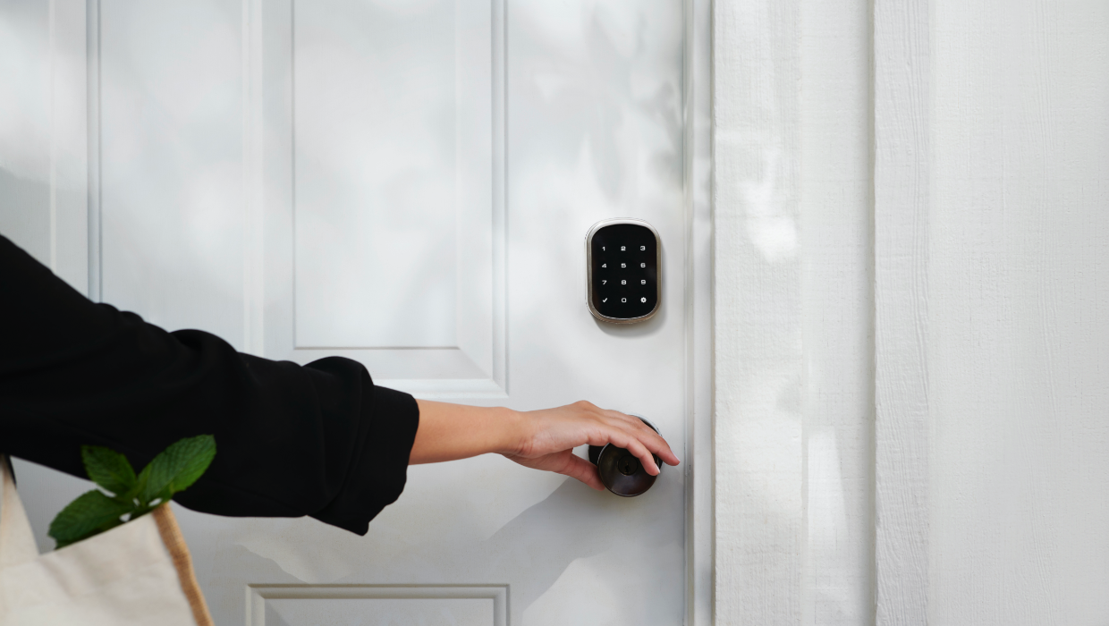 Person opening door